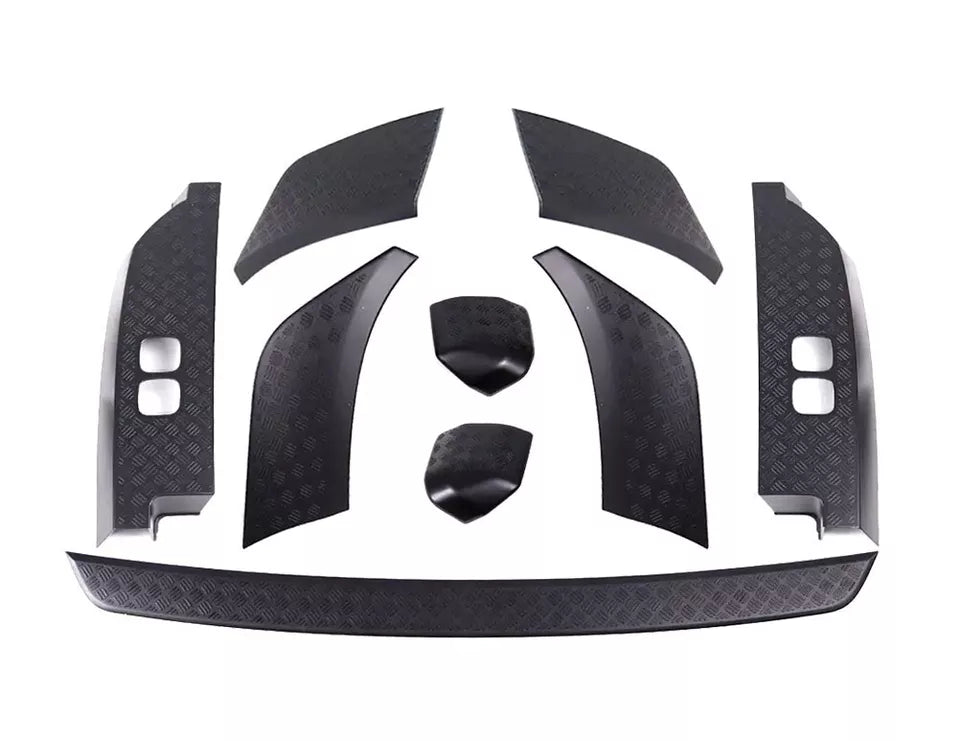 9 PIECE CHEQUER PLATE BLACK BODY TRIM KIT FOR LAND ROVER DEFENDER 90 L663 2020+